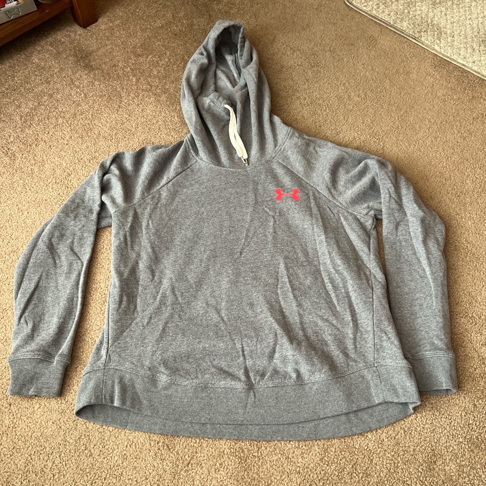 Under Armour Women's Heather Gray Hoodie with Pink Logo